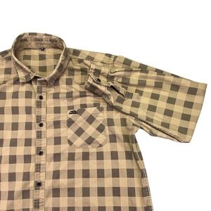 Men's Button Down Flannel Size XL Plaid Long Sleeve Shirt Tan Brown Casual